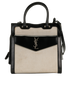 Small Uptown Tote, &pound;595, Handbags, Black/Cream, Canvas/Leather, Front view